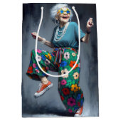 Sac Cadeau Moyen Anniversaire Vielle dame Danser (Devant)