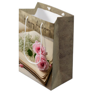 Sac Cadeau Moyen Anniversaire Vintage et Rose