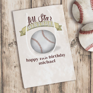 Sac Cadeau Moyen Anniversaire Vintage Whimsical Baseball All Star P