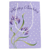 Sac Cadeau Moyen Anniversaire Violet Iris En Pois (Devant)