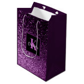 Sac Cadeau Moyen Anniversaire violet rose parties scintillant monog (Devant Angle)