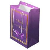 Sac Cadeau Moyen Anniversaire violet rose parties scintillant monog (Devant Angle)