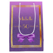 Sac Cadeau Moyen Anniversaire violet rose parties scintillant monog (Dos)