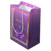 Sac Cadeau Moyen Anniversaire violet rose parties scintillant monog (Dos Angle)