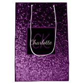 Sac Cadeau Moyen Anniversaire violet rose parties scintillant monog (Dos)
