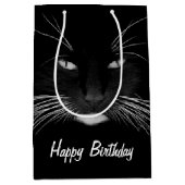 Sac Cadeau Moyen Anniversaire Visage de chat noir (Devant)