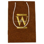 Sac Cadeau Moyen Antique Faux Cuir & Or Monogramme (Devant)