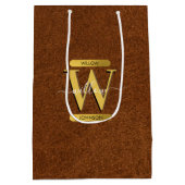 Sac Cadeau Moyen Antique Faux Cuir & Or Monogramme (Dos)