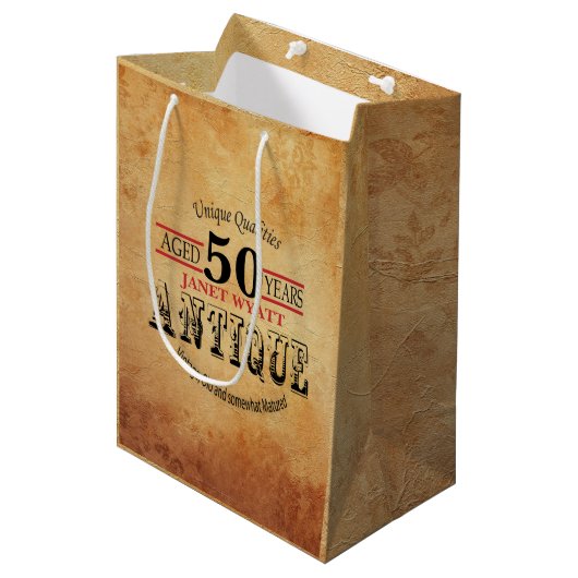 Sac Cadeau Moyen Antique Jalon 50e anniversaire 2 (Devant Angle)