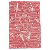 Sac Cadeau Moyen Antique rose rouge Anges et Coeurs cupides (Devant)