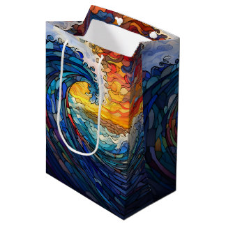 SAC CADEAU MOYEN APPARENCE DE VAGUES OCÉANIQUES EN VERRERIE COLORÉE