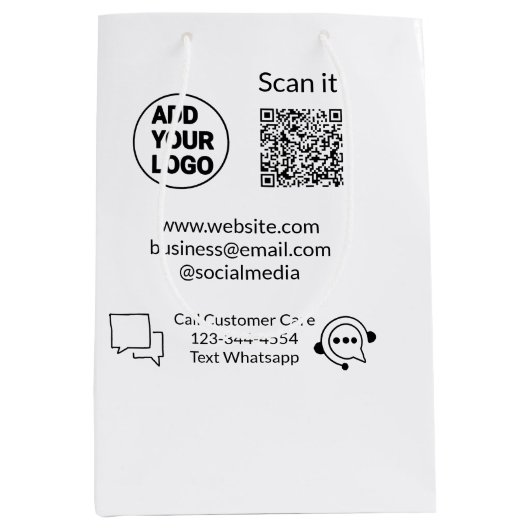 Sac Cadeau Moyen Appeler le texte du service clientèle whatsapp Cod (Devant)