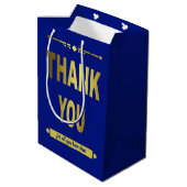 Sac Cadeau Moyen Appréciation du Merci Typographie de l'or bleu (Dos Angle)