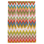 Sac Cadeau Moyen Aqua Blue Orange Rose Rouge Lime Vert Zigzag Art (Dos)