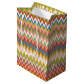 Sac Cadeau Moyen Aqua Blue Orange Rose Rouge Lime Vert Zigzag Art (Dos Angle)