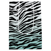 Sac Cadeau Moyen Aqua Mint Black Zebra Print Ombre (Dos)