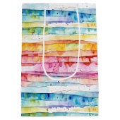 Sac Cadeau Moyen Aquarelle Abstraite rayures Anniversaire (Dos)