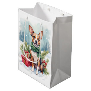 Sac Cadeau Moyen Aquarelle American Staffordshire Terrier Rustique