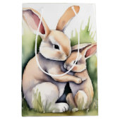 Sac Cadeau Moyen Aquarelle Amour lapin de Pâques (Devant)