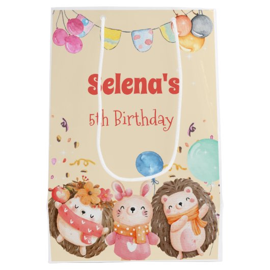 Sac Cadeau Moyen Aquarelle animaux de la forêt enfant (Dos)