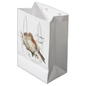 Sac Cadeau Moyen Aquarelle Art Birding Kestrel Couple (Devant Angle)