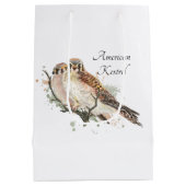 Sac Cadeau Moyen Aquarelle Art Birding Kestrel Couple (Dos)