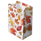 Sac Cadeau Moyen Aquarelle Automne Feuilles Automne Motif sans join (Devant Angle)