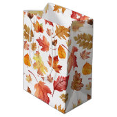 Sac Cadeau Moyen Aquarelle Automne Feuilles Automne Motif sans join (Dos Angle)