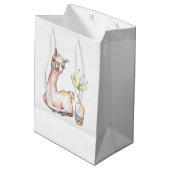 Sac Cadeau Moyen Aquarelle Baby shower à thème Llama (Dos Angle)
