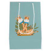 Sac Cadeau Moyen Aquarelle bébé Giraffe, Safari Twins Anniversaire (Dos)