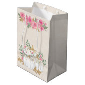 Sac Cadeau Moyen Aquarelle blanche et Citrouille or (Dos Angle)