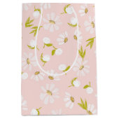 Sac Cadeau Moyen Aquarelle blanche sur rose (Devant)