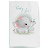 Sac Cadeau Moyen Aquarelle bleu Eléphant mignonne Bébé Amour (Devant)