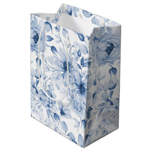 Sac Cadeau Moyen Aquarelle Bleu et Blancs