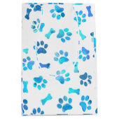 Sac Cadeau Moyen Aquarelle bleue Empreintes de pattes Anniversaire (Devant)
