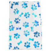 Sac Cadeau Moyen Aquarelle bleue Empreintes de pattes Anniversaire (Dos)