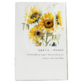 Sac Cadeau Moyen Aquarelle Boho minimale Tournesol Mariage rustique (Devant)