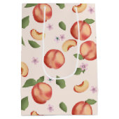 Sac Cadeau Moyen Aquarelle botanique Pêches et fleurs (Dos)