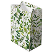 Sac Cadeau Moyen Aquarelle Botanique Vert feuilles (Dos Angle)