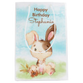 Sac Cadeau Moyen Aquarelle Brown Petit Lapin (Devant)