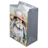Sac Cadeau Moyen Aquarelle Bunny avec Bonnet (Devant Angle)