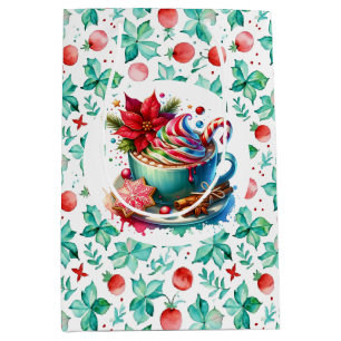 Sac Cadeau Moyen Aquarelle Chaud cacao, Sucre de canne Noël