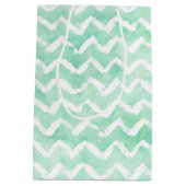 Sac Cadeau Moyen Aquarelle Chic Mint Chevron Stripes (Dos)
