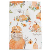 Sac Cadeau Moyen Aquarelle Citrouilles Fleurs d'automne dans Feuill (Devant)