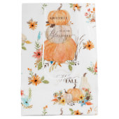 Sac Cadeau Moyen Aquarelle Citrouilles Fleurs d'automne dans Feuill (Dos)