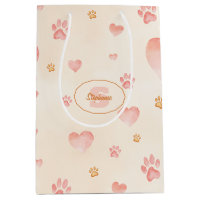 Aquarelle Coeurs et Empreintes de pattes Motif