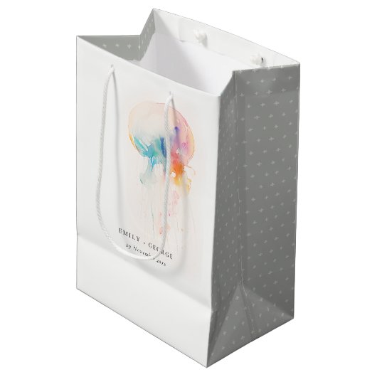 Sac Cadeau Moyen Aquarelle colorée sous-marine méduse Mariage (Devant Angle)