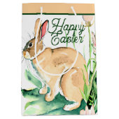 Sac Cadeau Moyen Aquarelle coutume lapin Pâques (Devant)