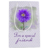 Sac Cadeau Moyen Aquarelle Dahlia Sur Les Coeurs (Devant)