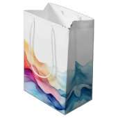 Sac Cadeau Moyen Aquarelle d'anniversaire Rainbow Waves (Dos Angle)
